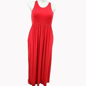 Hao Mei Li Sleeveless XL Red Maxi Dress With Pockets For Women NEW